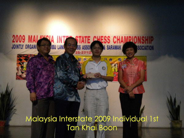 Best performance in national event: Champion in Malaysia Interstate Chess Championship 2009.