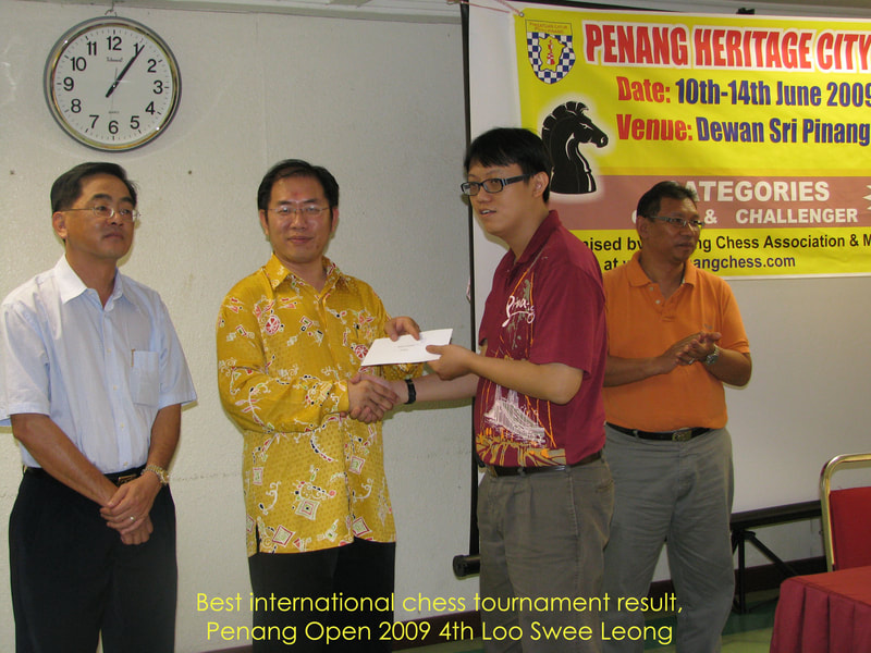 Best performance in international event: 4th in Penang Chess Open 2009